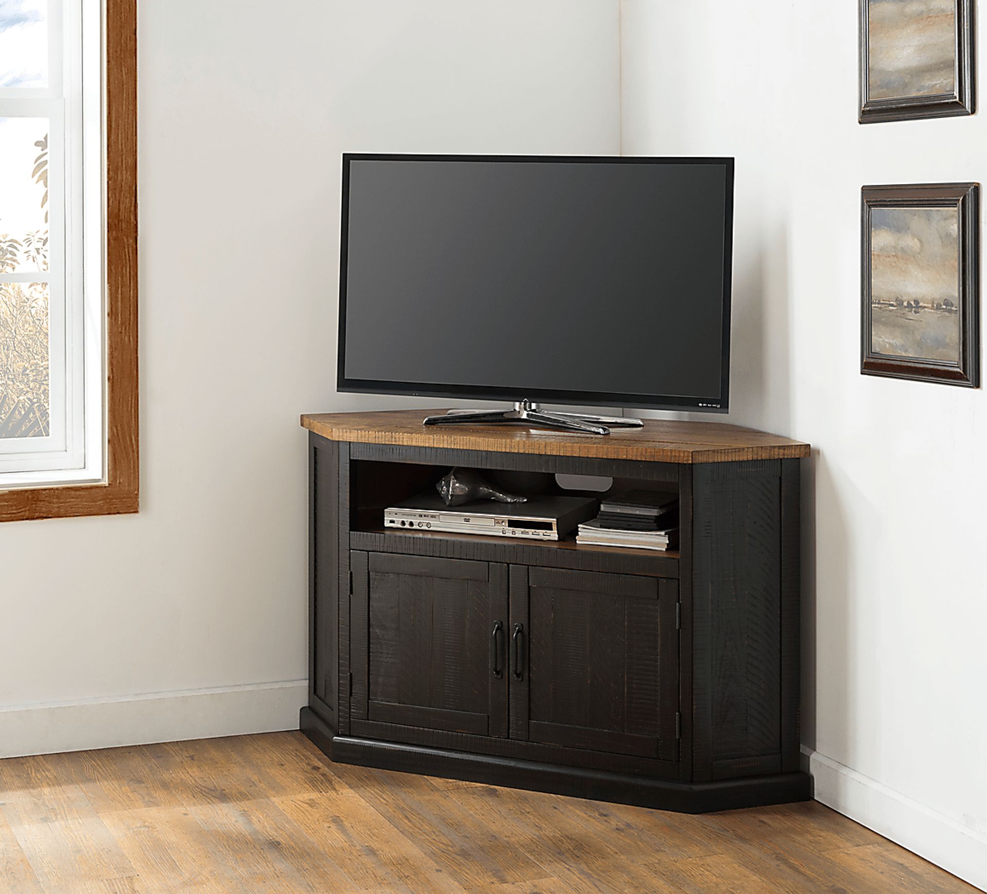 Rustic Path Black 49.5 in. Corner Console - Image 2