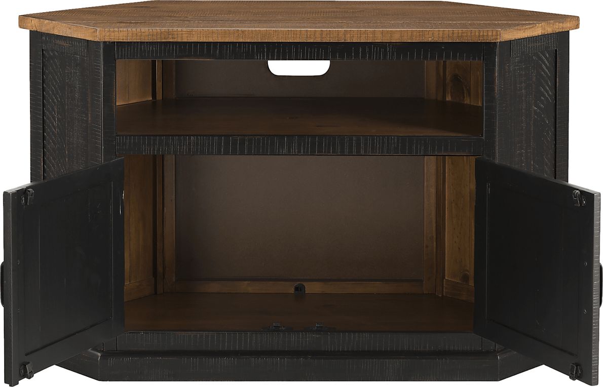 Rustic Path Black 49.5 in. Corner Console - Rooms To Go