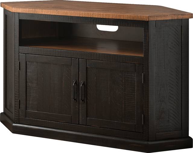 Rustic Path Black 49.5 in. Corner Console - Thumbnail - Image 1