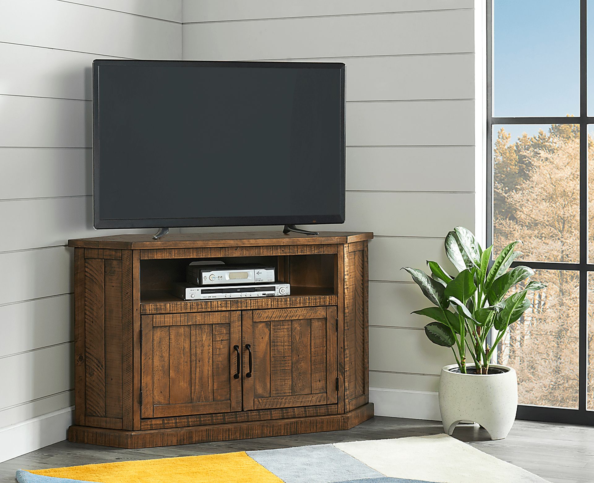 Rustic Path Brown 49.5in Corner Console - Image 5