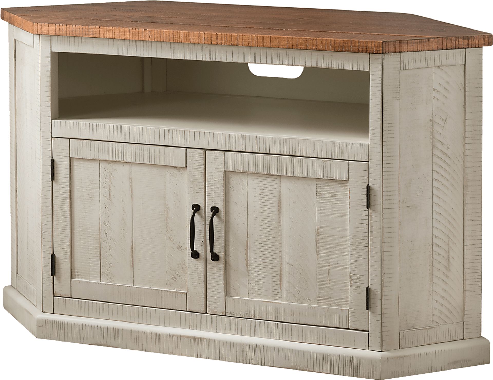 Rustic Path Tobacco 49.5 in. Corner Console - Image 1