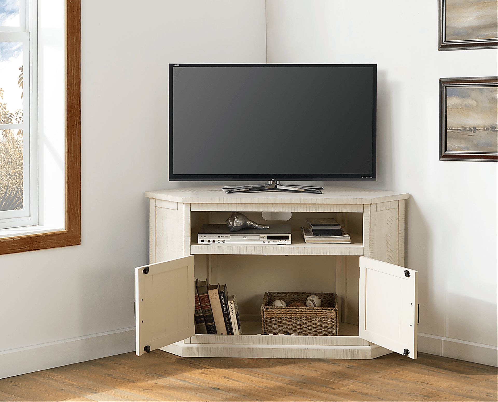 Rustic Path White 49.5 in. Corner Console - Image 5