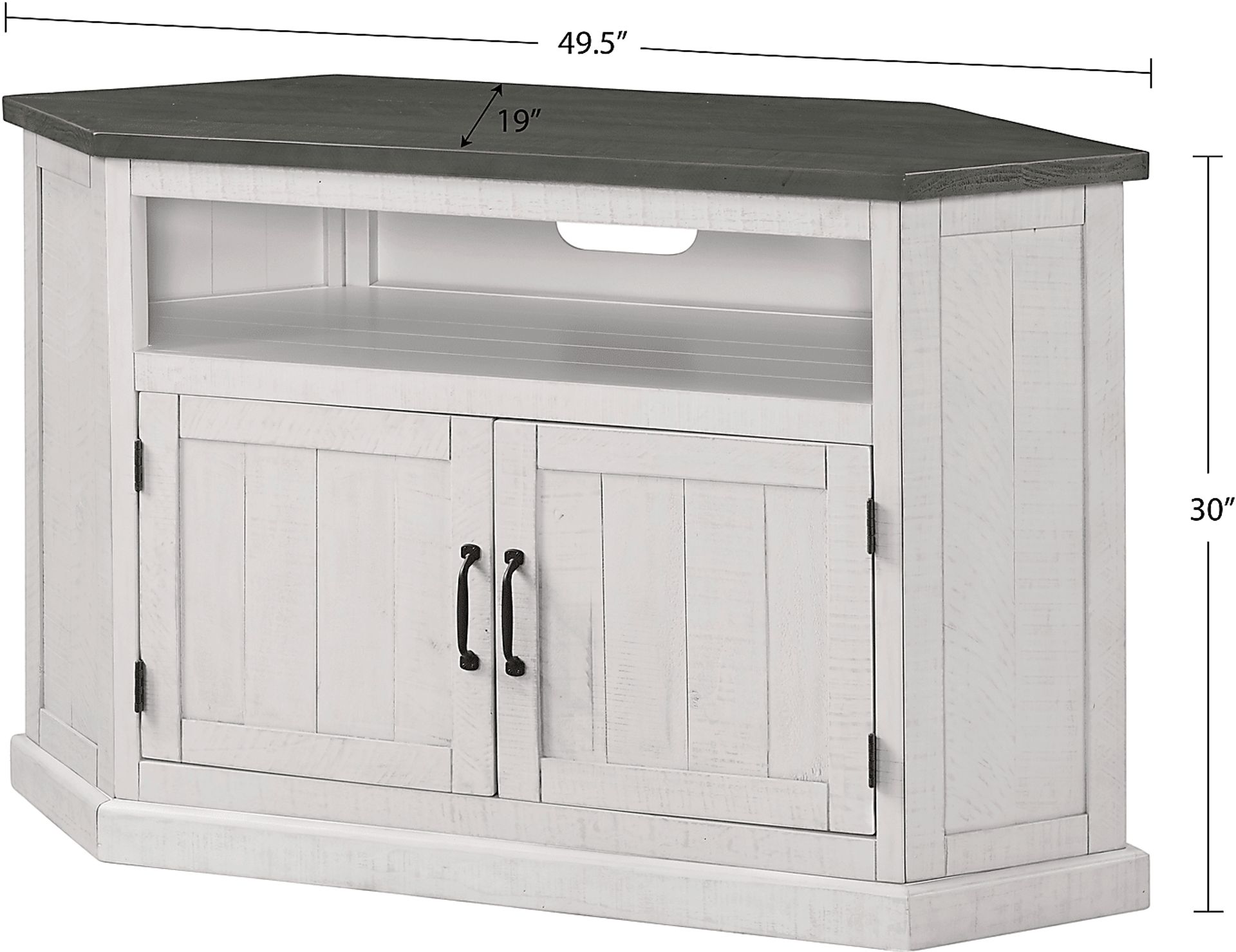 Rustic Path White 49.5in. Corner Console - Image 7