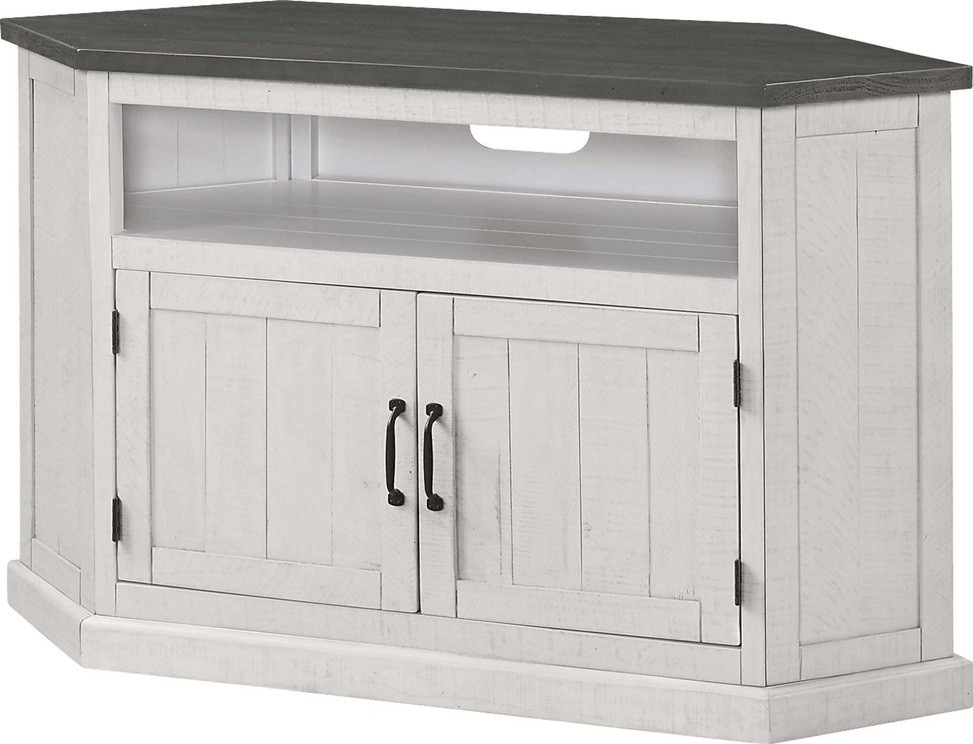 Rustic Path White 49.5in. Corner Console - Image 1