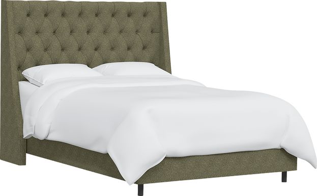 Rustic Saddle I Green Twin Upholstered Bed