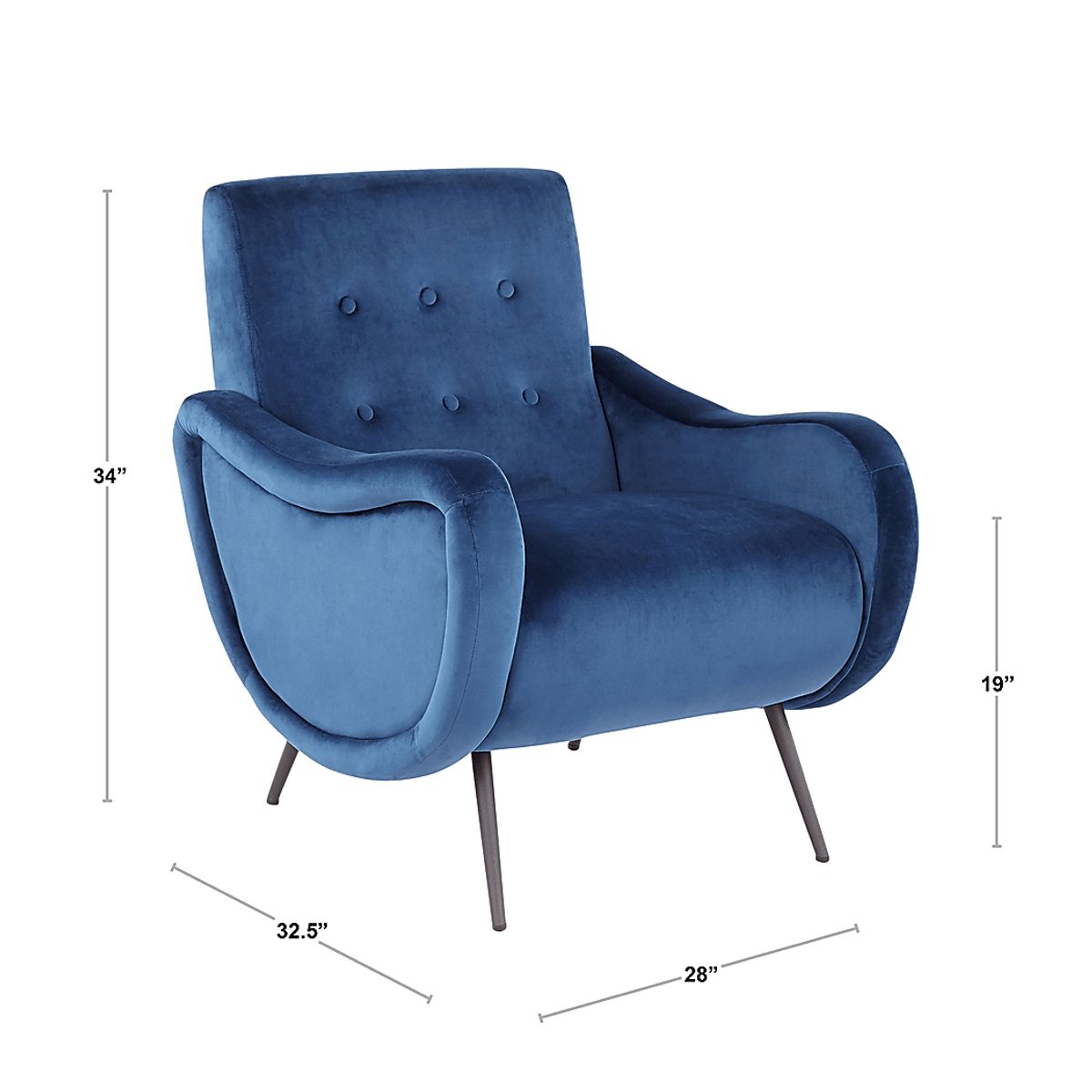 Rutherton Blue Velvet Plush Accent Chair | Rooms to Go