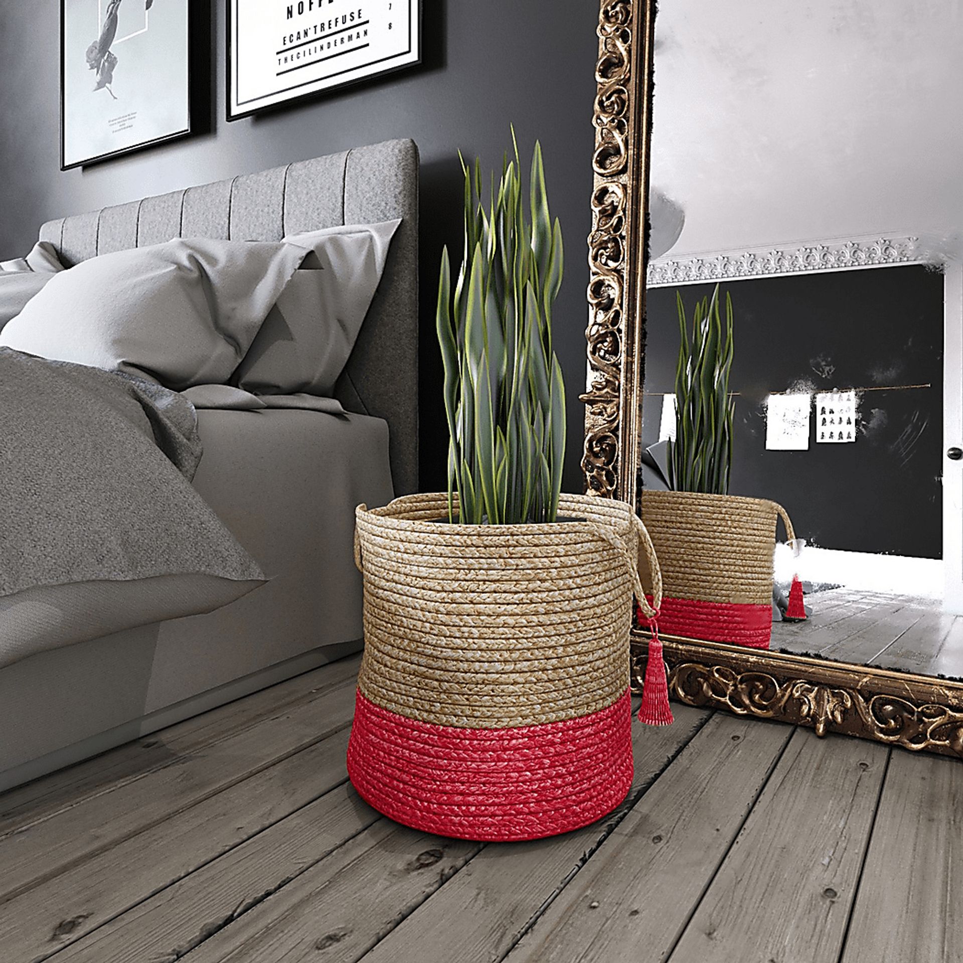 Ruven Tan/Red 19 in. Basket - Image 2