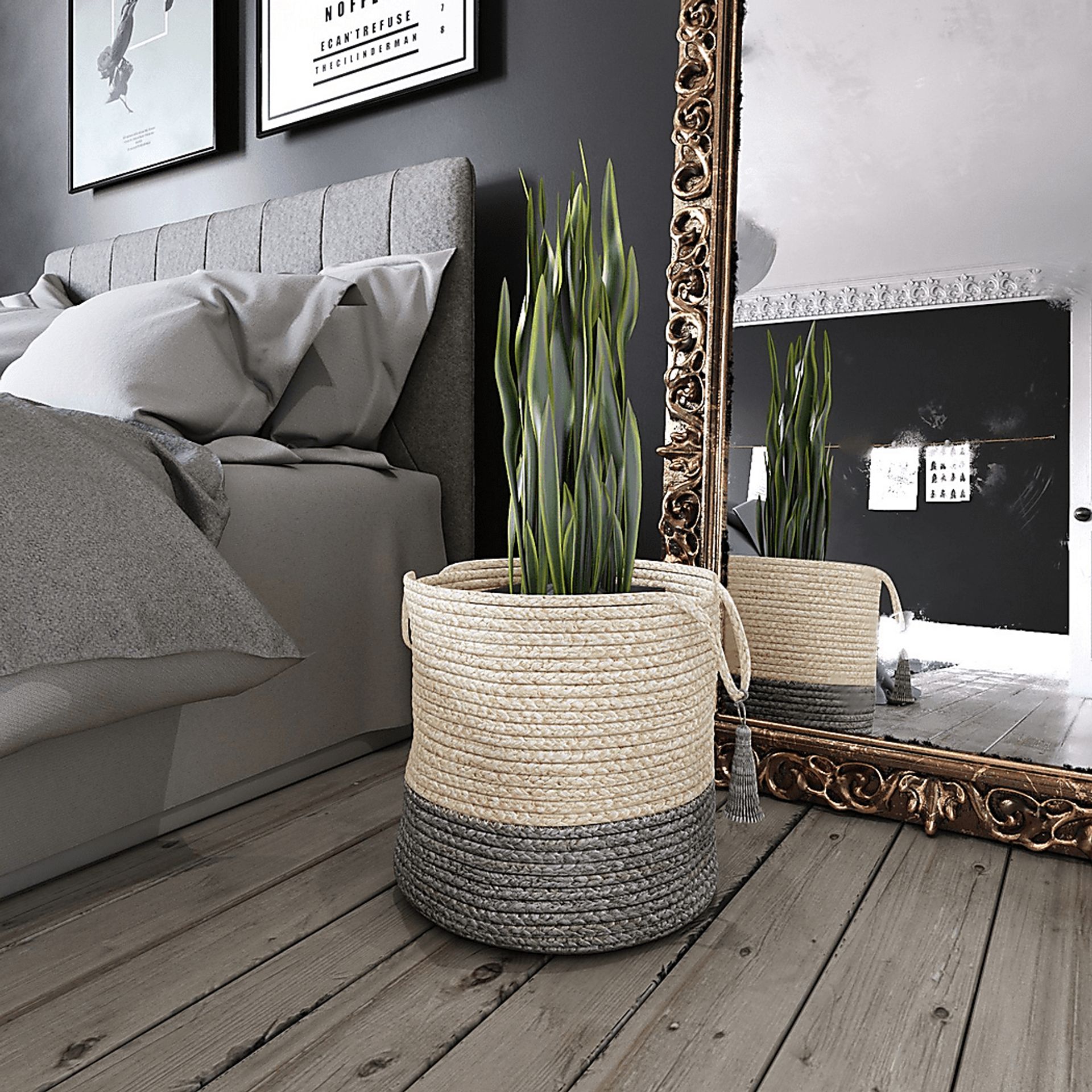 Ruven White/Gray 19 in. Basket - Image 2