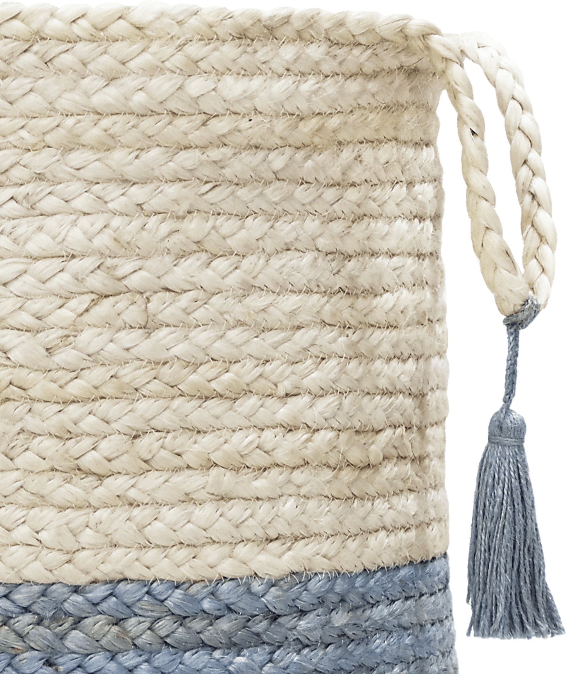 Ruven White/Light Blue 17 in. Basket - Image 6