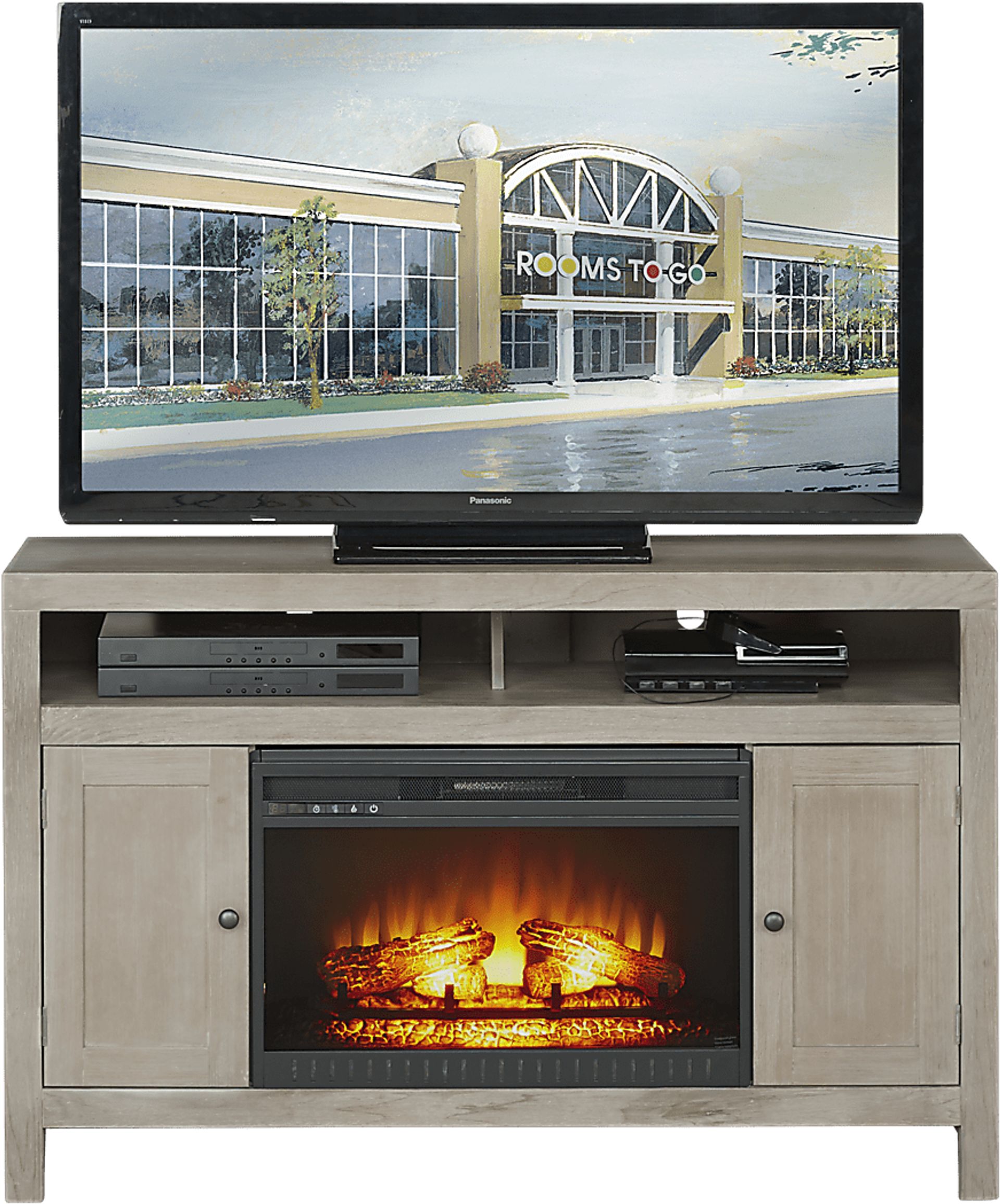 Ryder II Gray 2 Pc 52 in. Console with Electric Fireplace - Image 1