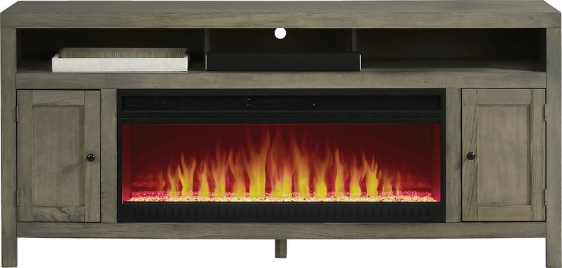 Ryder II Gray 72 in. Console with Electric Fireplace