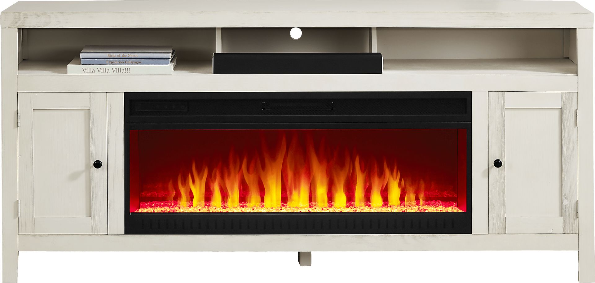 Ryder II White 72 in. Console with Electric Fireplace - Image 1