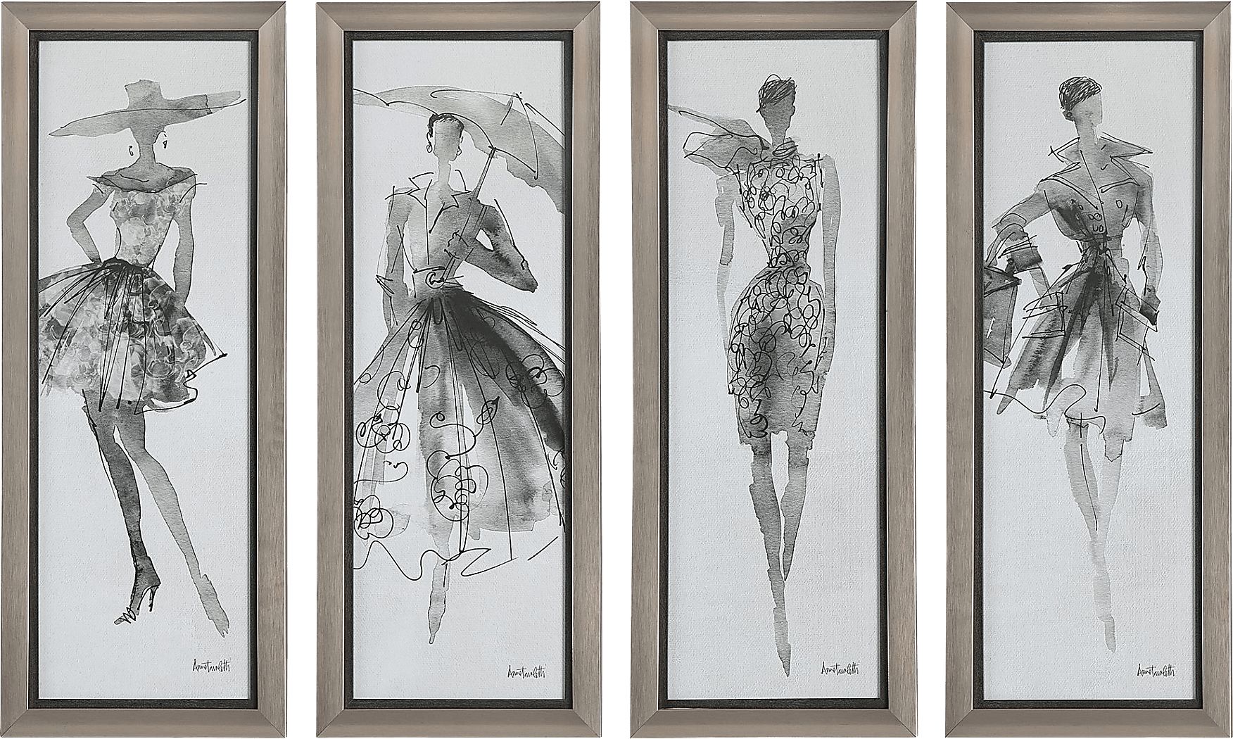 Rylar Gray Artwork, Set Of 4 | Rooms to Go