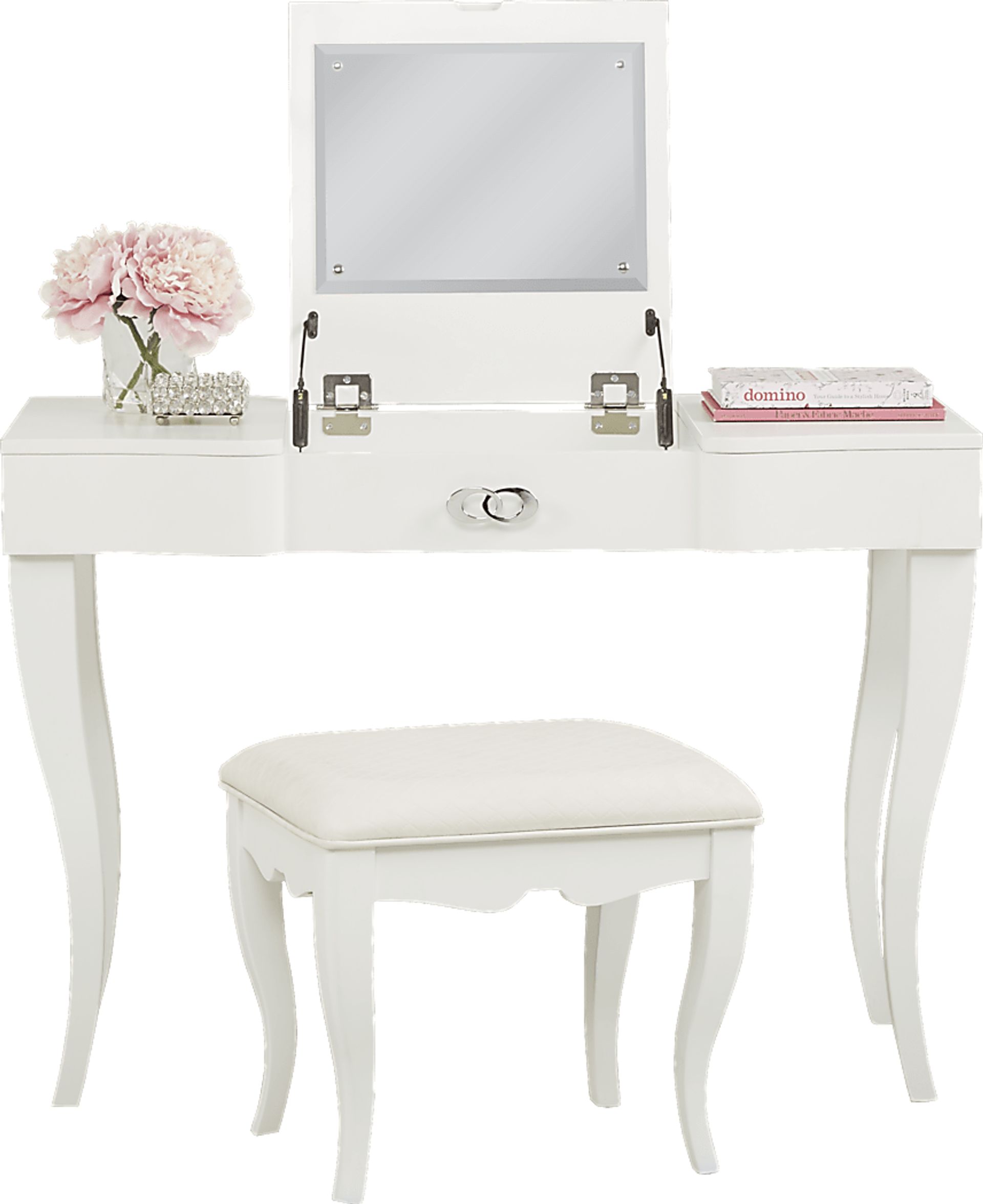 Kids Rylee White Vanity Desk and Stool Set - Image 2