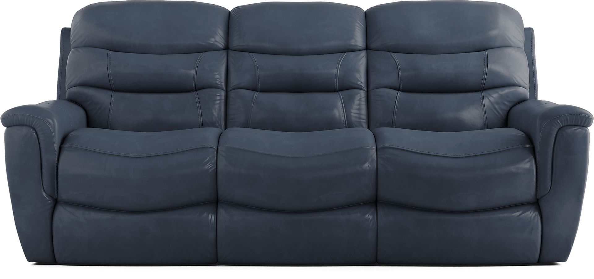 Sabella Navy Leather 3 Pc Living Room with Reclining Sofa - Image 2