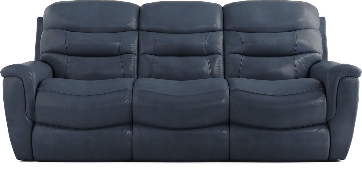 Sabella Navy Blue Leather NonPower Reclining Sofa Rooms To Go