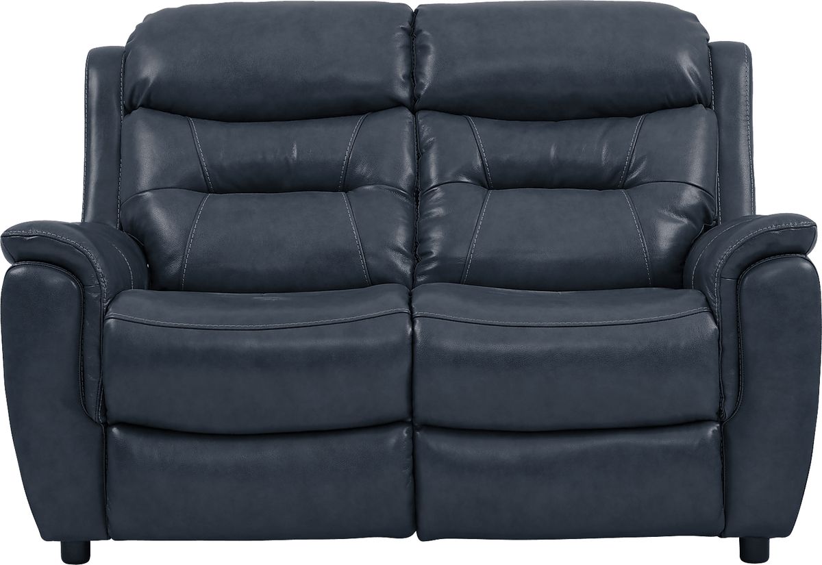 Sabella 2 Pc Navy Blue Leather NonPower Reclining Living Room Set With