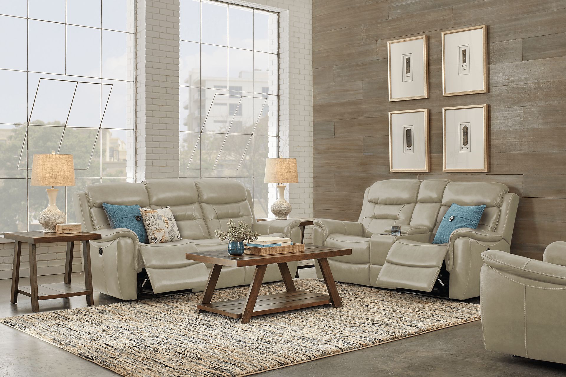 Sabella Stone Leather 3 Pc Reclining Living Room - Image 1