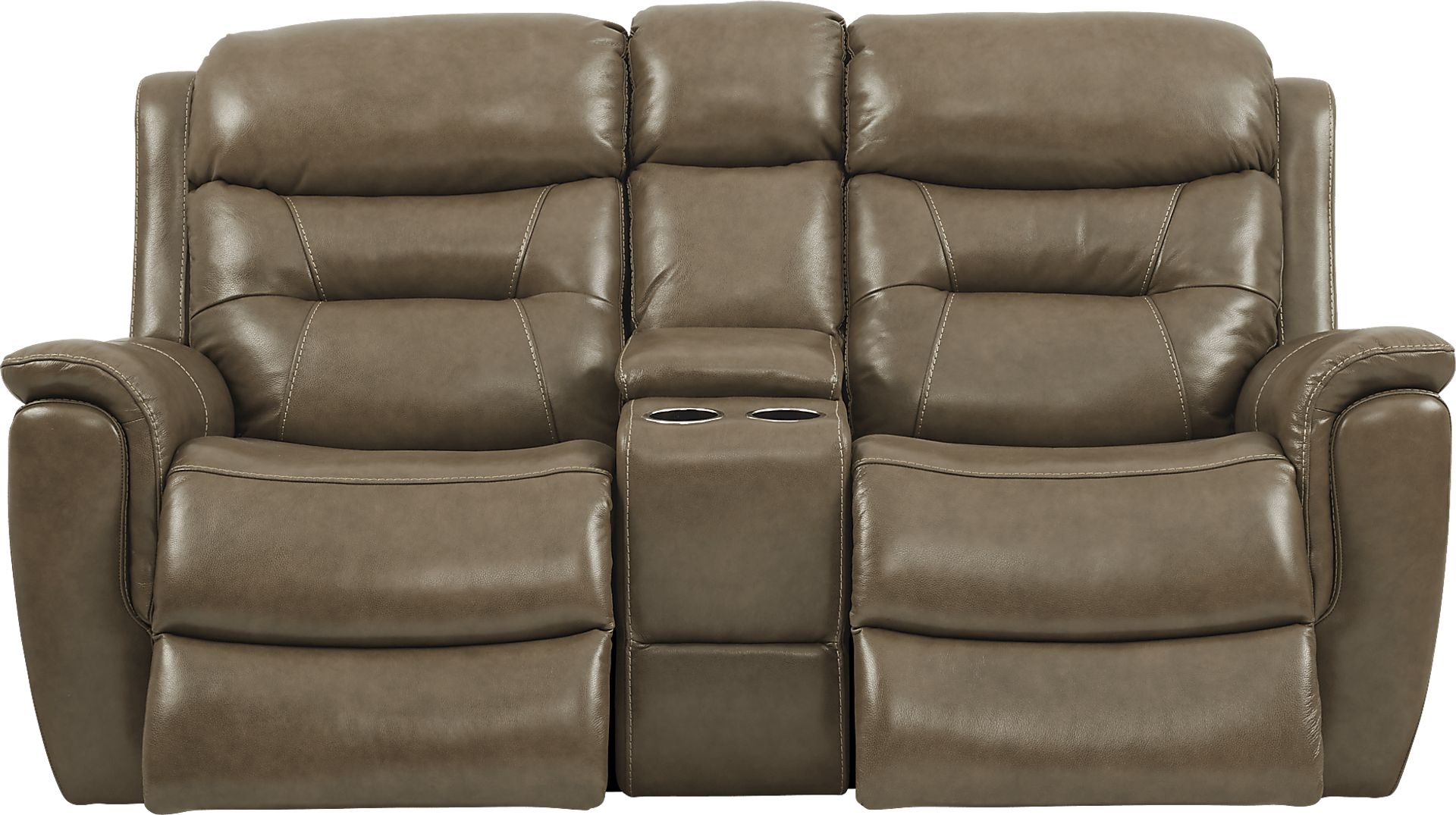 Sabella Taupe Leather Power Reclining Console Loveseat - Image 2