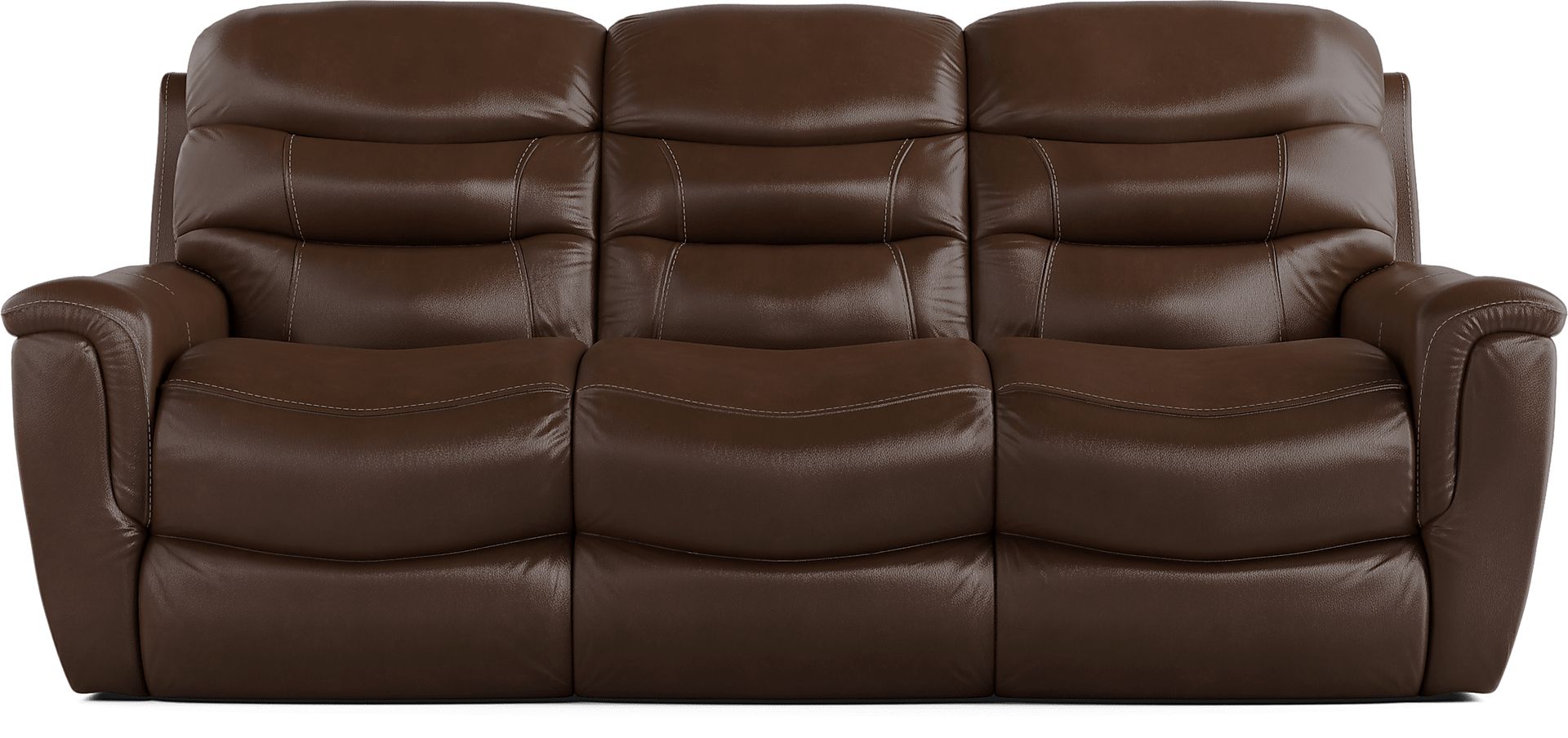 Sabella Walnut Leather 2 Pc Living Room with Reclining Sofa - Image 2