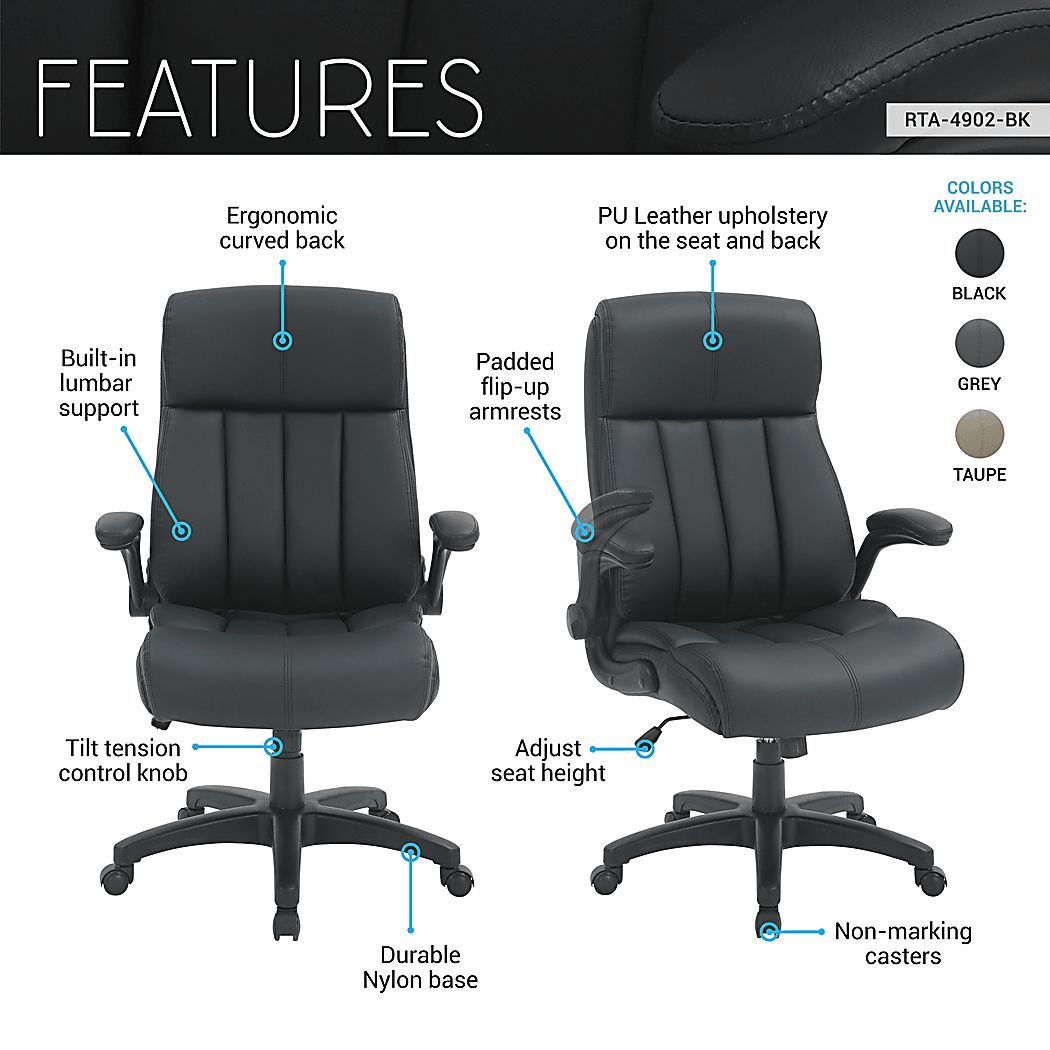 Sabici Black Office Chair - Thumbnail 3