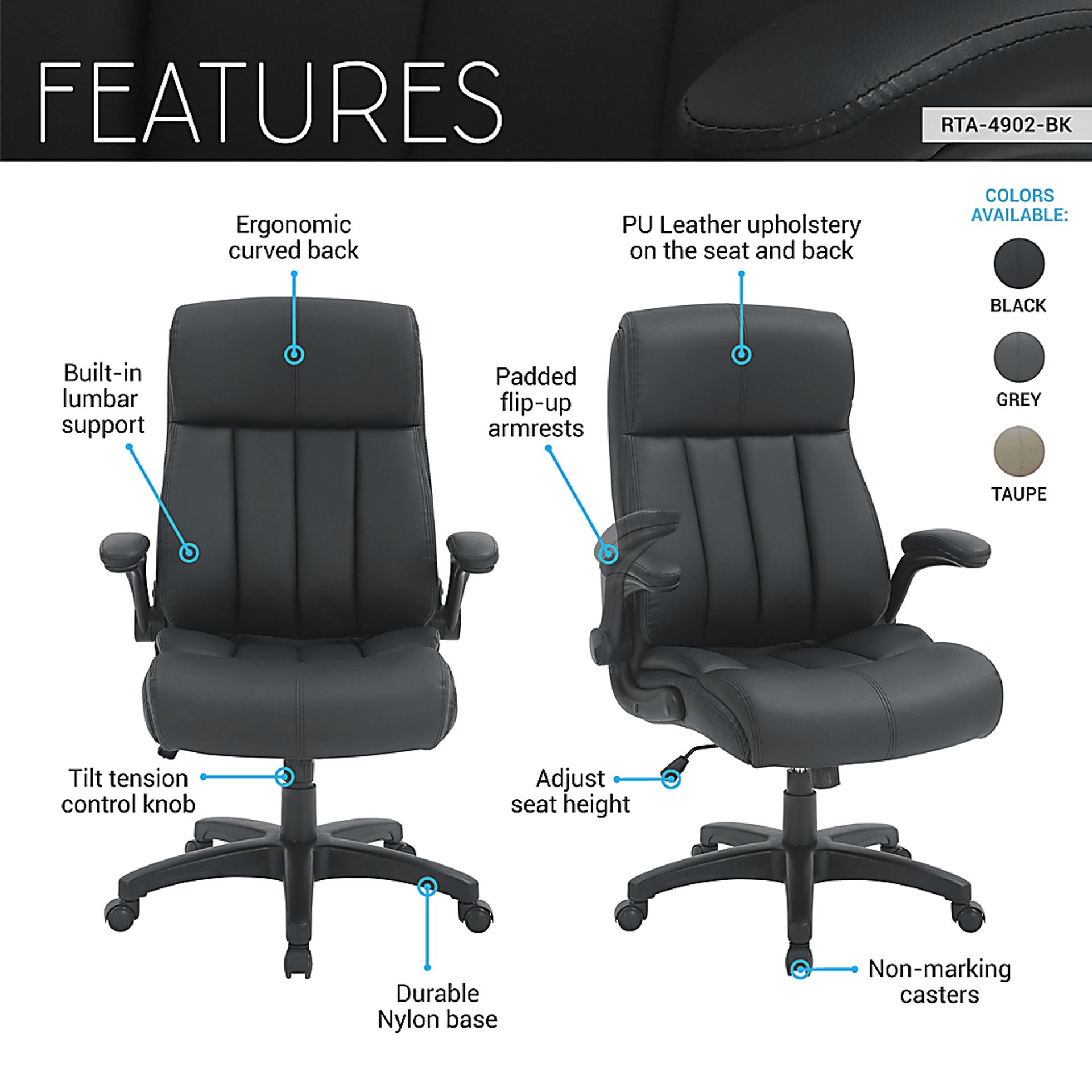 Sabici Black Office Chair - Image 6