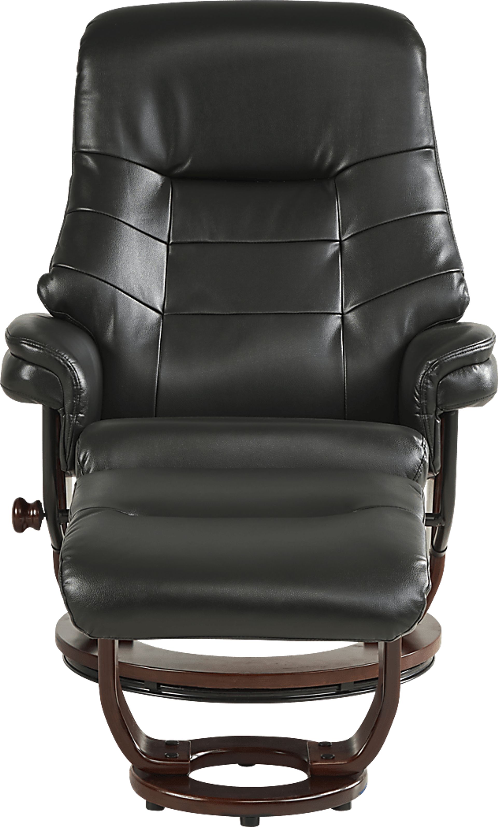 Sabine Black Polyurethane Fabric Recliner With Ottoman Rooms to Go