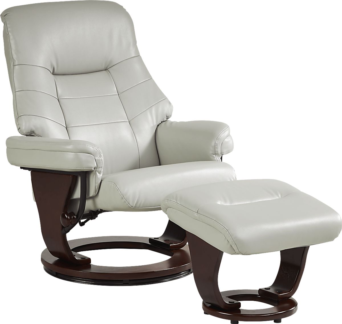 Sabine Gray Polyurethane Fabric Recliner With Ottoman Rooms To Go