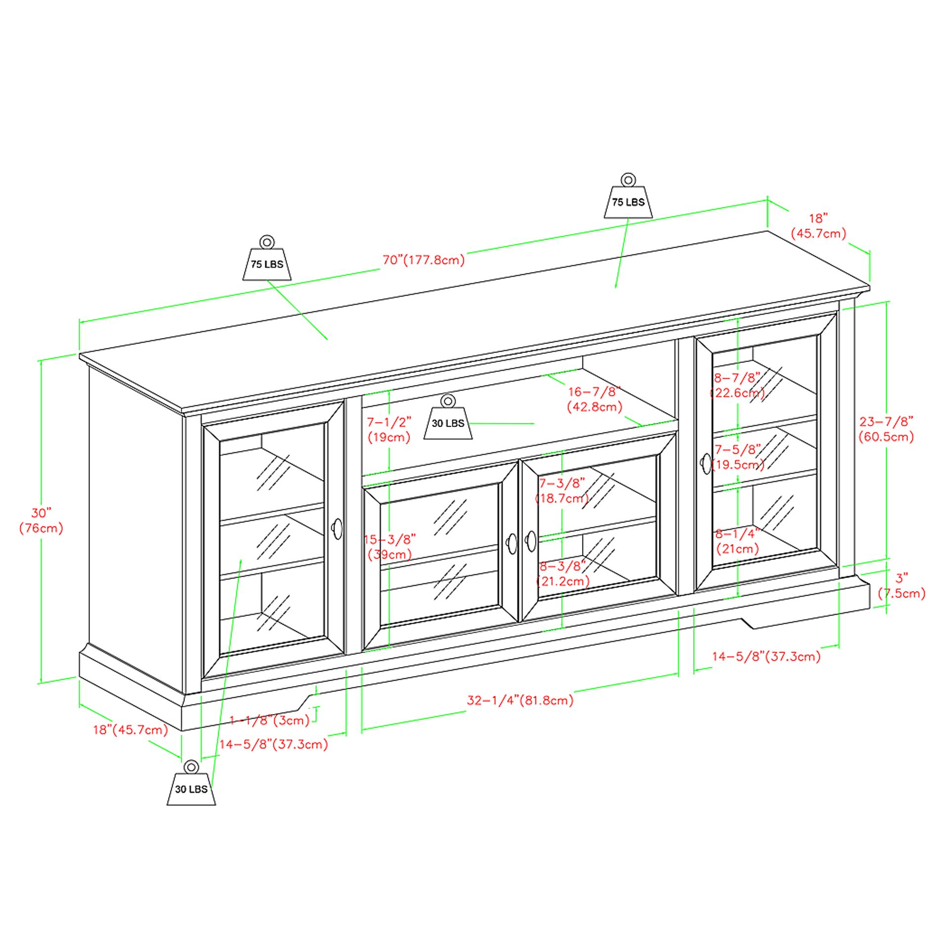 Sablewood Black 70 in. Console - Image 4