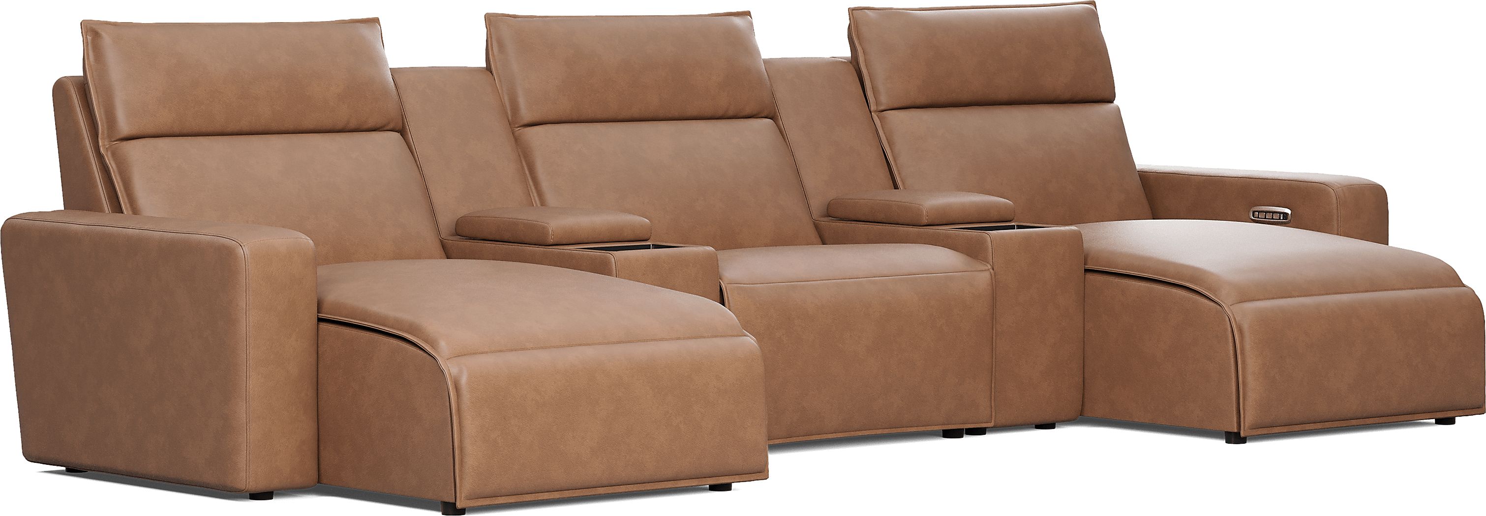 Saddle 6 Pc Dual Power Reclining ModularTwo with Media Console - Thumbnail 2