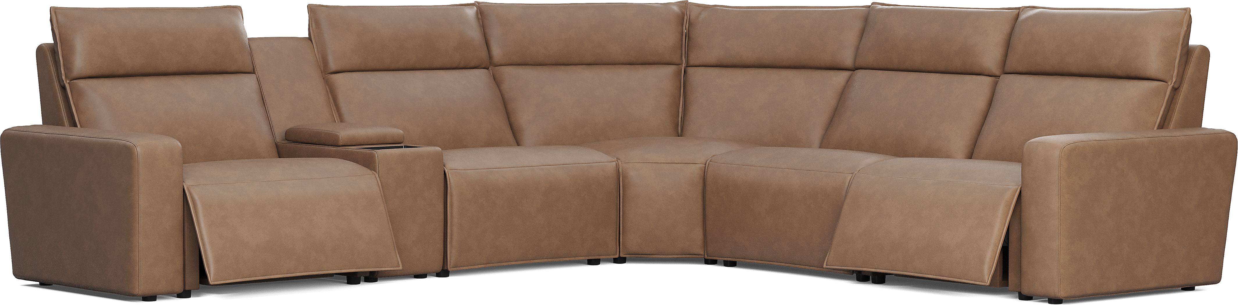 Saddle 6 Pc Dual Power Reclining ModularTwo with Media Console - Thumbnail 3