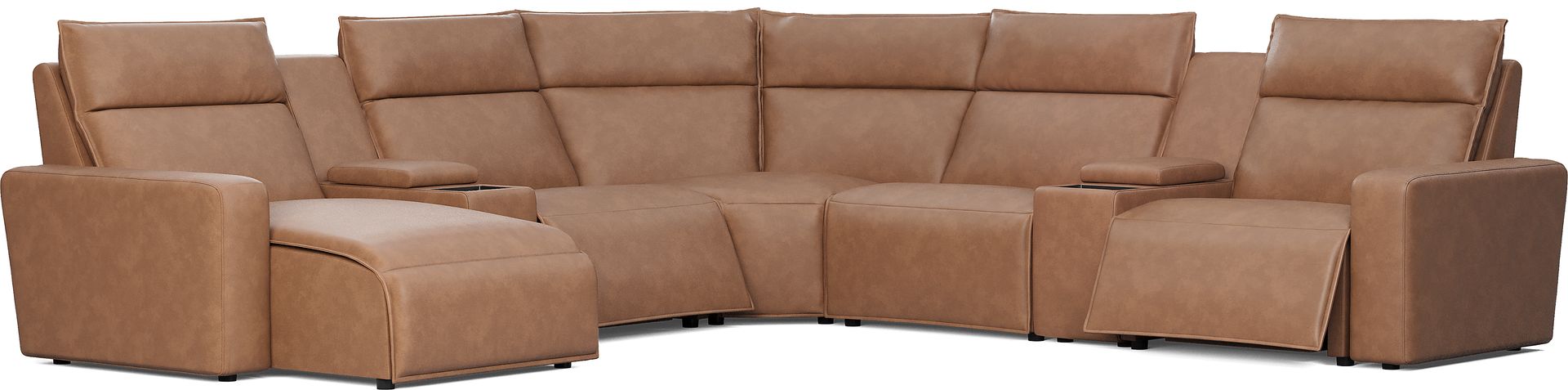 Saddle 7 Pc Dual Power Reclining ModularTwo with Media Consoles - Image 1
