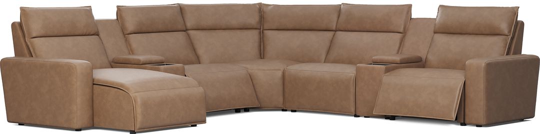 Saddle 7 Pc Dual Power Reclining ModularTwo with Media Consoles