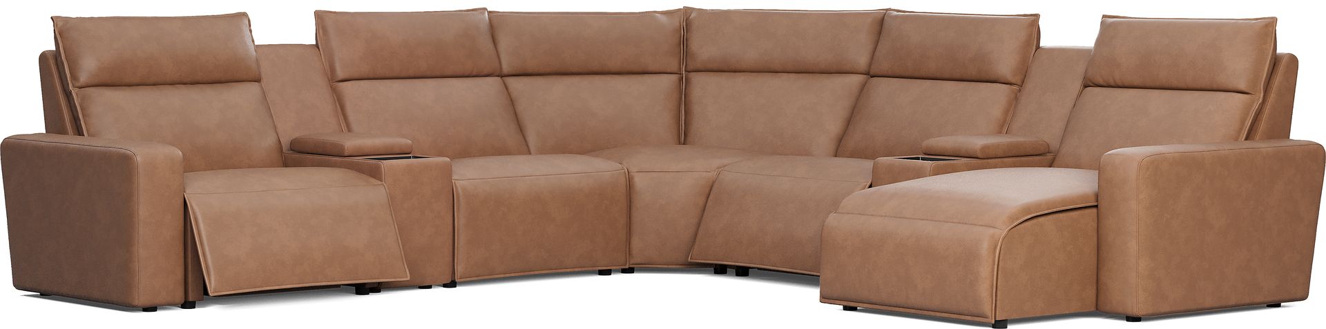 Saddle 7 Pc Dual Power Reclining ModularTwo with Media Consoles - Image 1