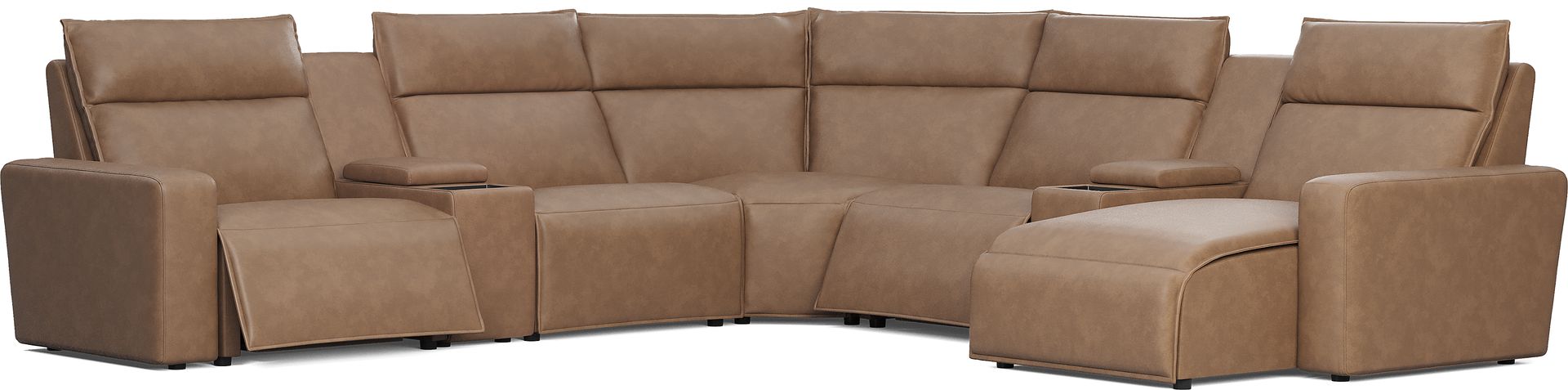 Saddle 7 Pc Dual Power Reclining ModularTwo with Media Consoles - Image 1