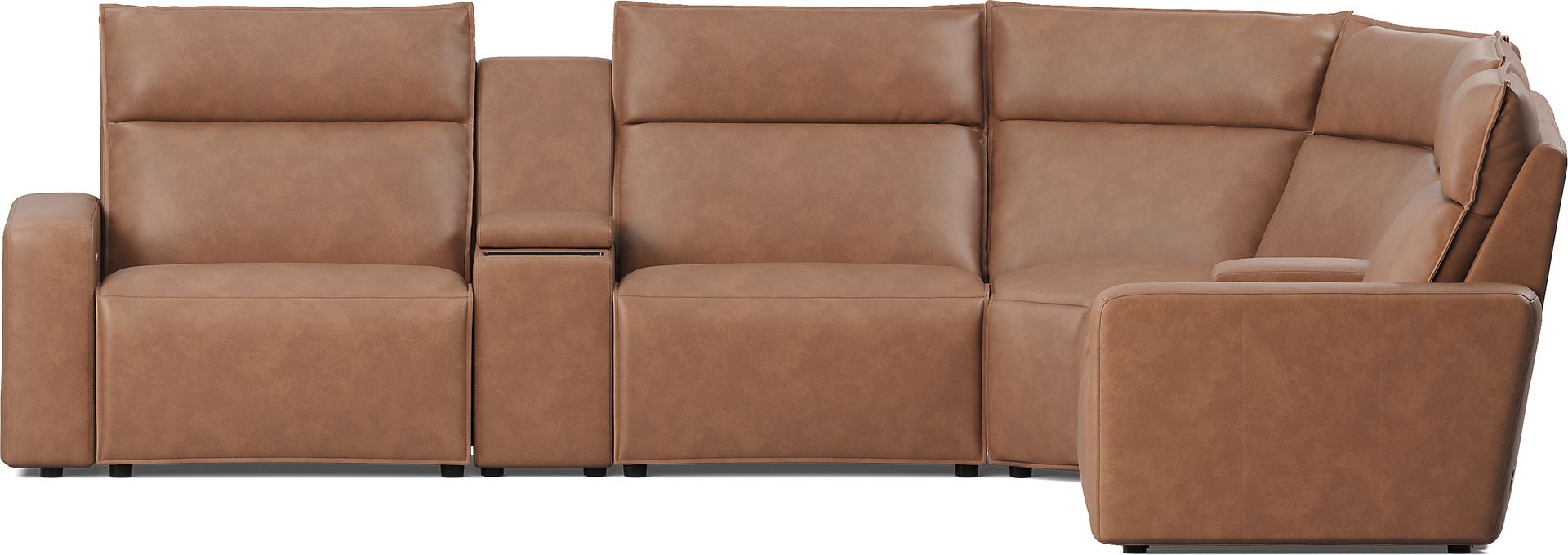 Saddle 7 Pc Dual Power Reclining ModularTwo with Media Consoles - Image 2