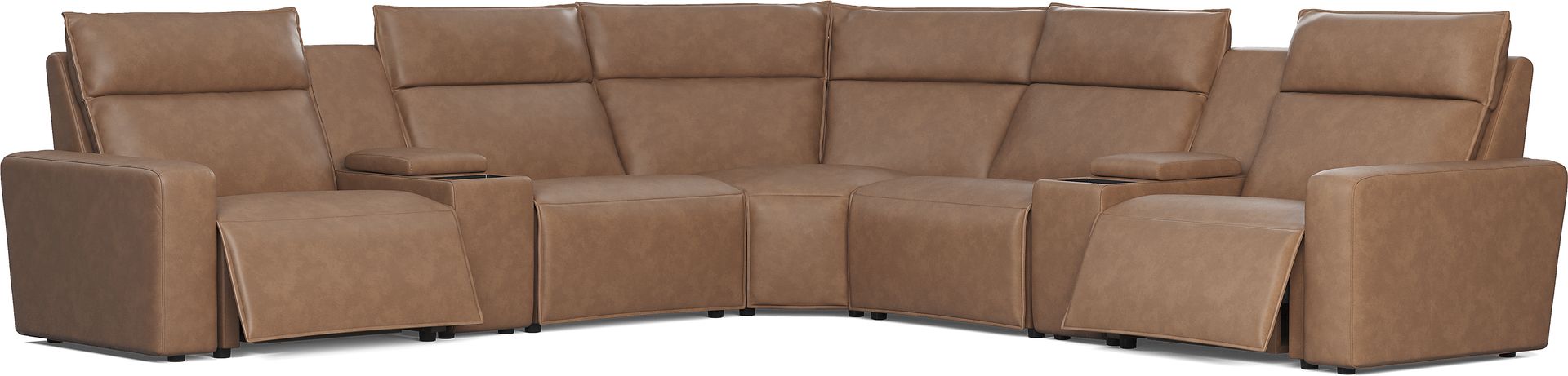 Saddle 7 Pc Dual Power Reclining ModularTwo with Media Consoles - Image 1