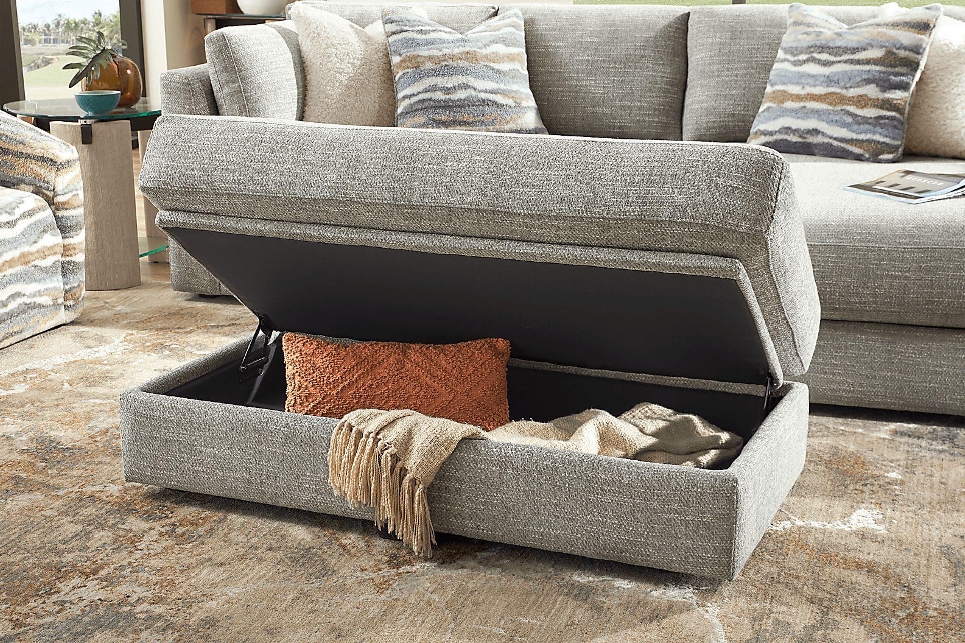 Sadie Falls Dove Gray Storage Ottoman - Image 5