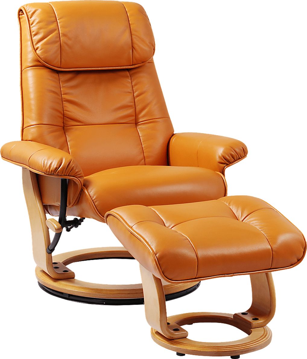 Orange leather recliner online chair