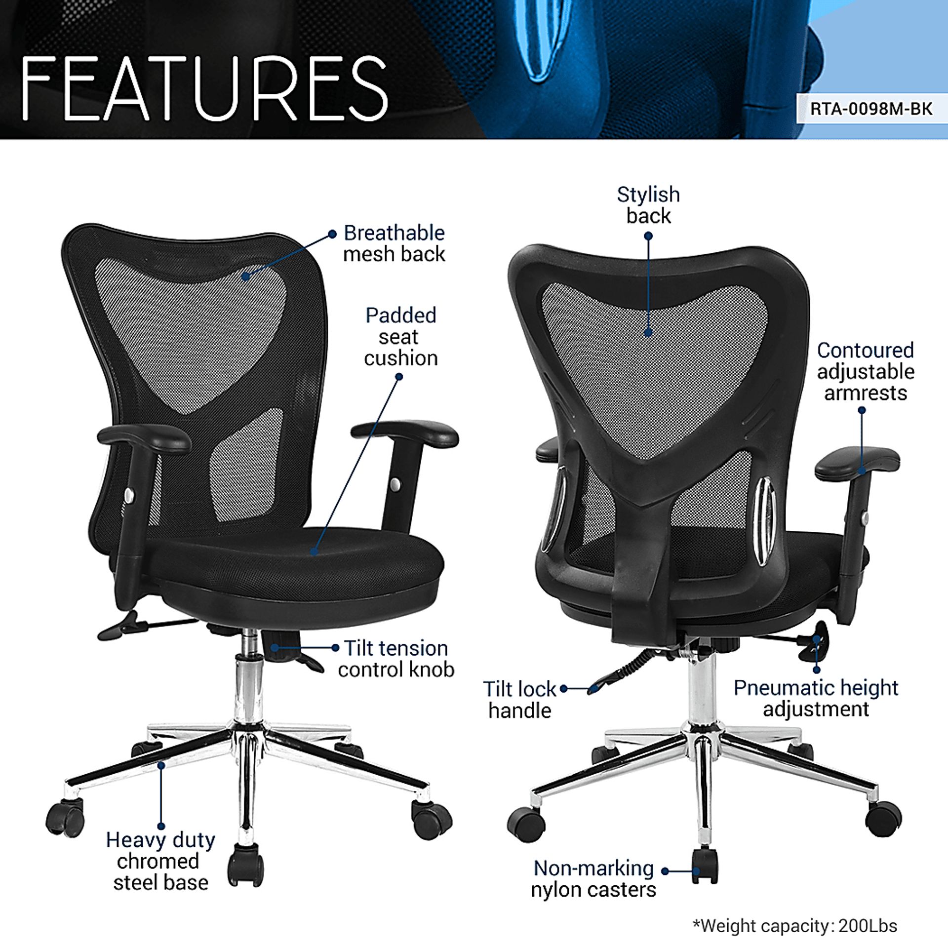 Saedi Black Office Chair - Image 4