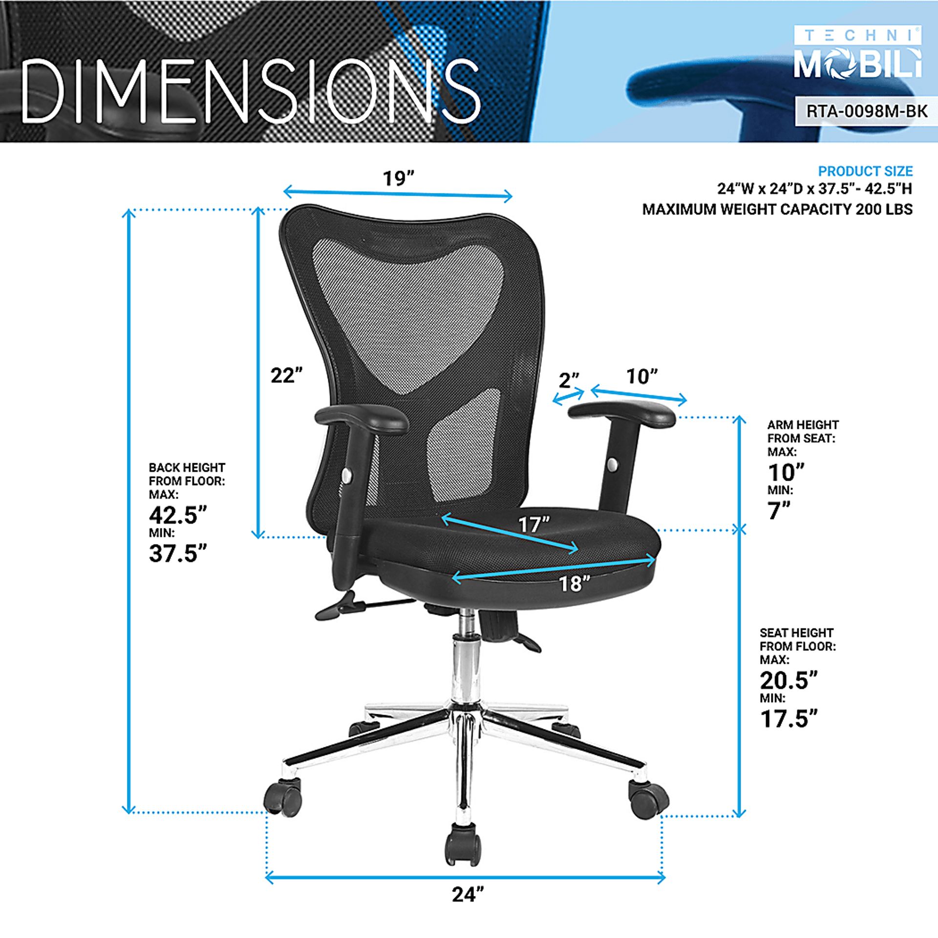 Saedi Black Office Chair - Image 5