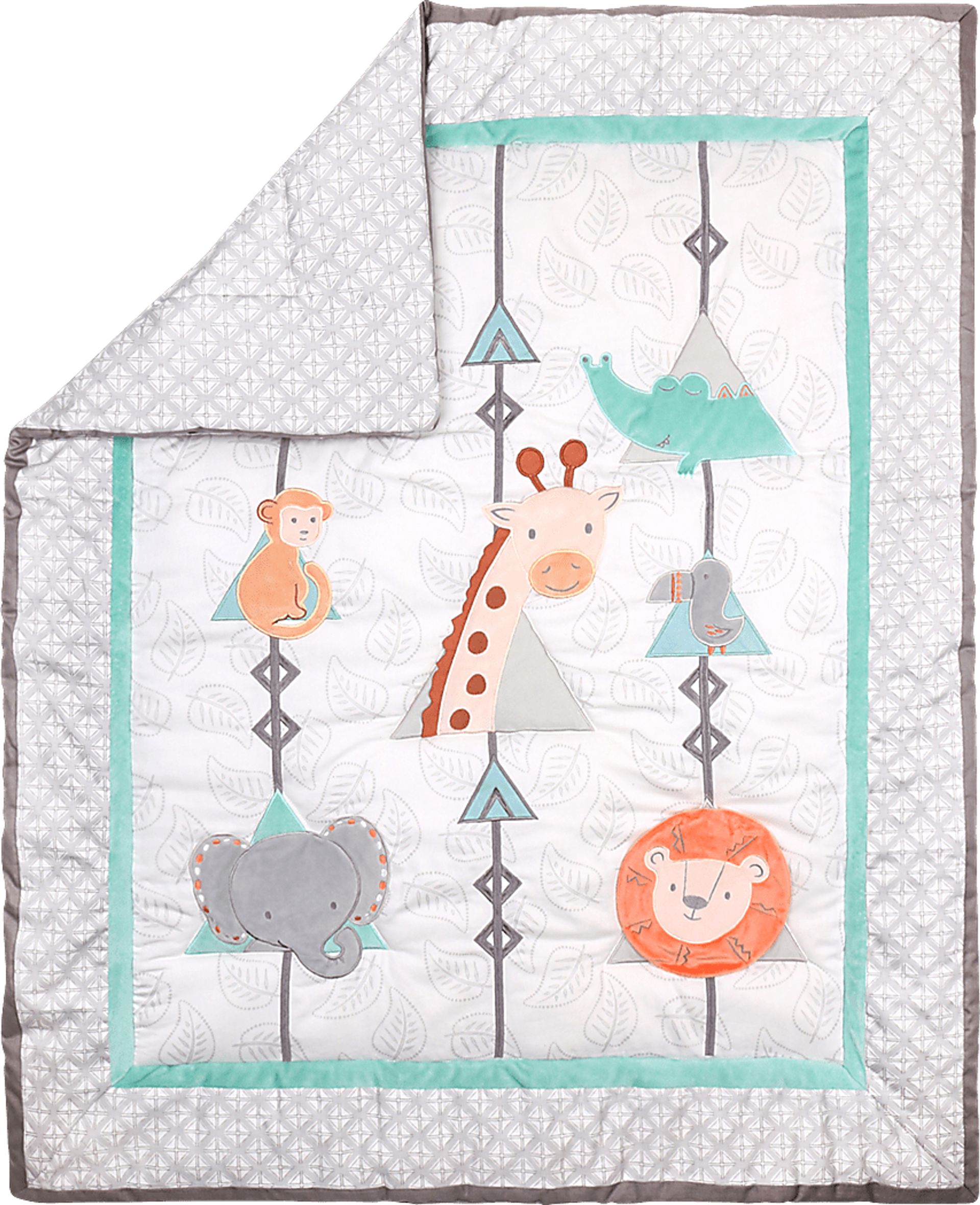 Safari Friends Light Gray 3 Pc Baby Bedding Set - Image 2