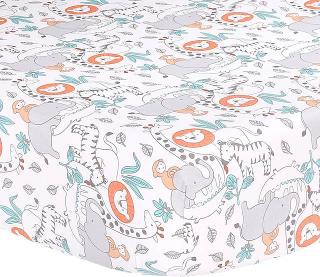 Safari Friends Light Gray 3 Pc Baby Bedding Set - Thumbnail - Image 3