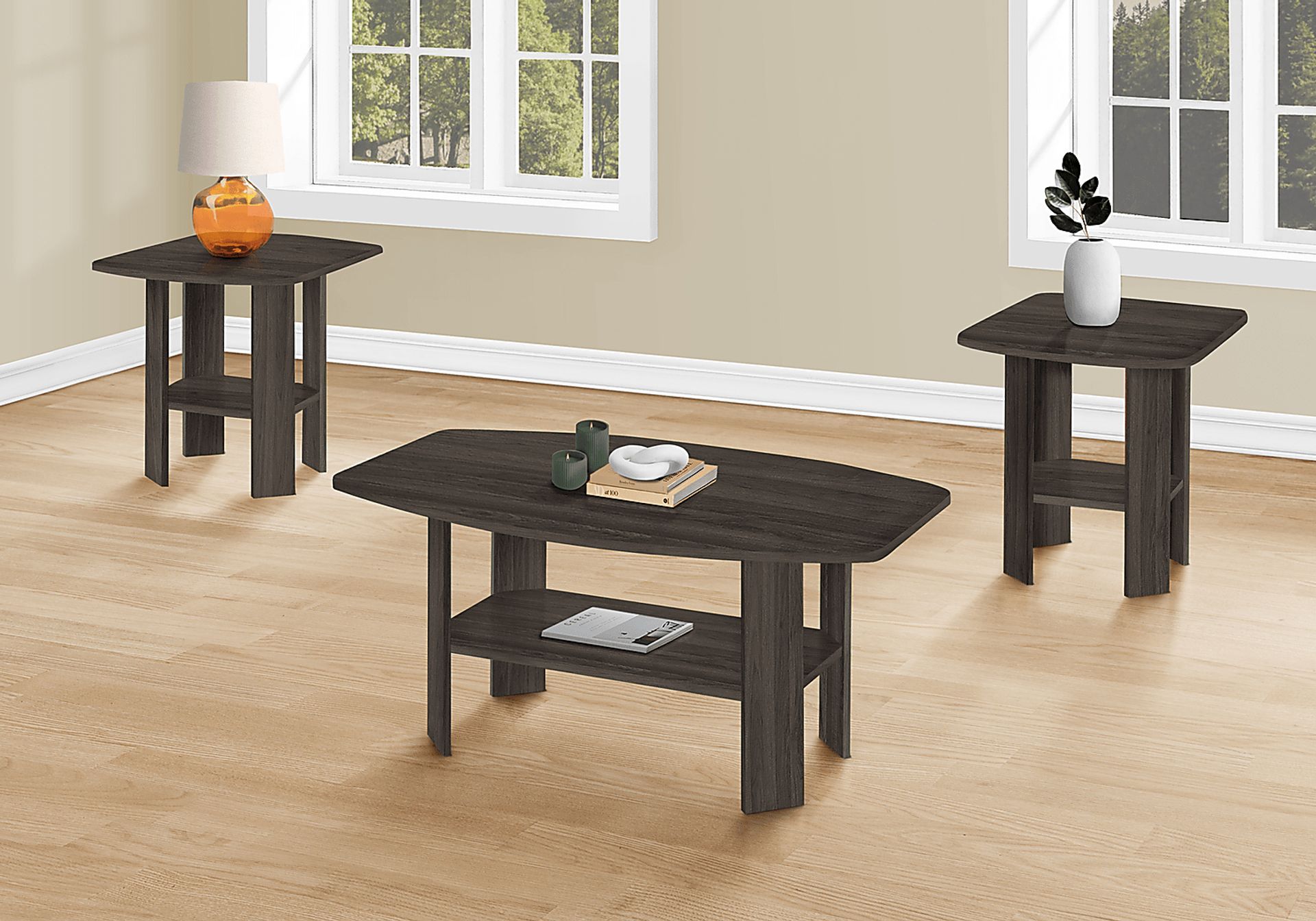 Sagamon Oak Brown 3pc Table Set - Image 2