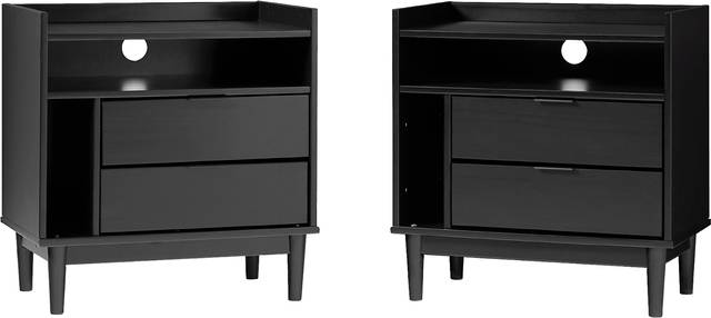 Sagepark Black Nightstand, Set of 2 - Thumbnail - Image 1