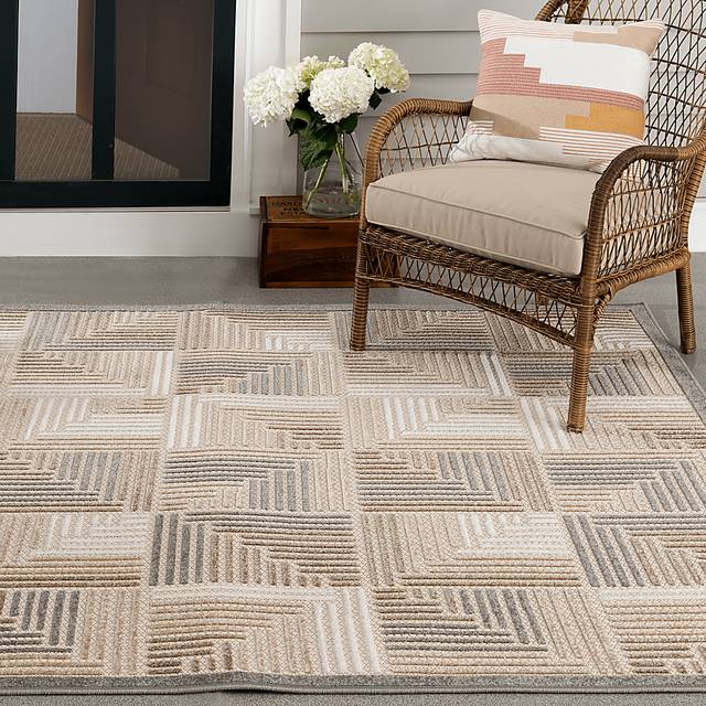 Sagira Cream 5'3 x 7' Indoor/Outdoor Rug - Thumbnail - Image 2