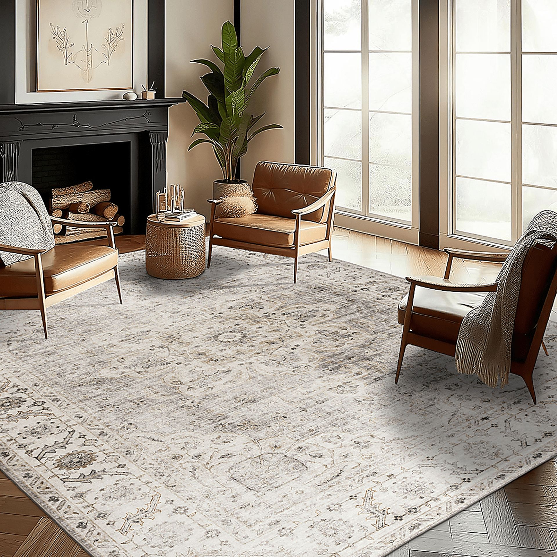 Sahale Beige 7'6 x 9'6 Indoor/Outdoor Rug - Image 3