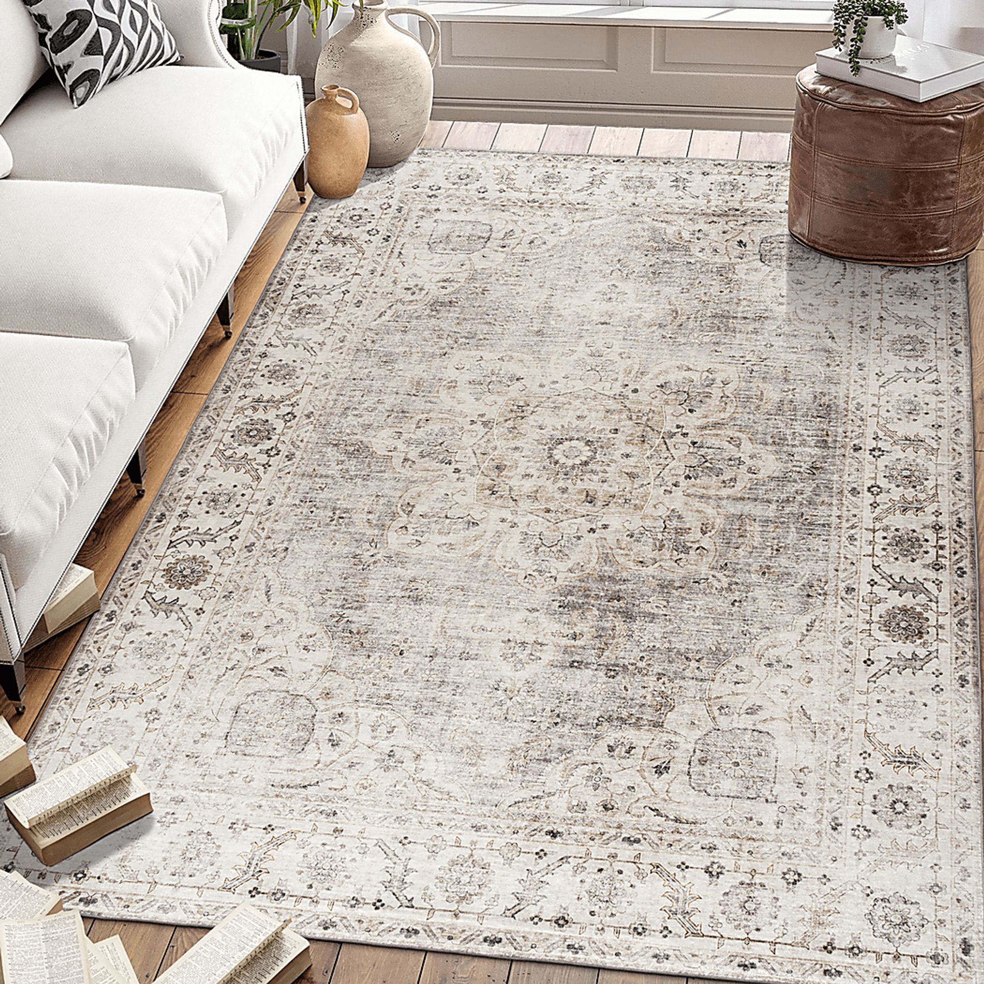 Sahale Beige 7'6 x 9'6 Indoor/Outdoor Rug - Image 4