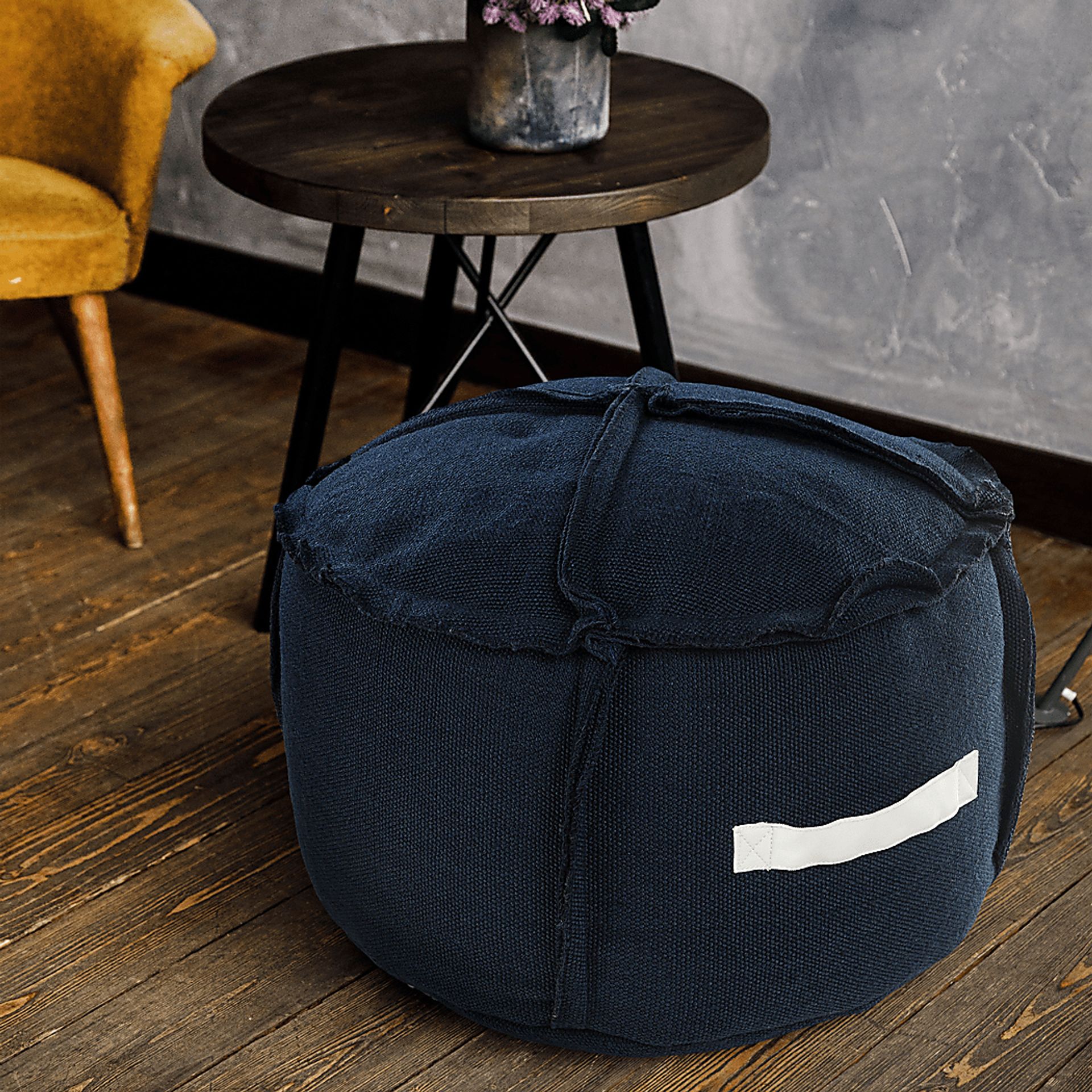 Saildale Navy Indoor/Outdoor Pouf - Image 3