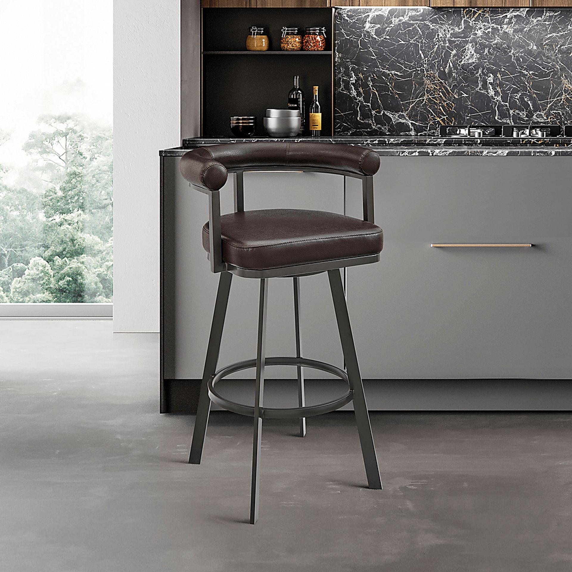 Salaignac Brown Swivel Counter Stool - Image 2